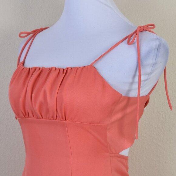 Hello Molly Tie Back Coral Mini Dress - XS - Picture 4 of 10